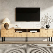 Mobile TV 200 cm con 2 ante, 2 cassetti e ripiani aperti in MDF e truciolare naturale