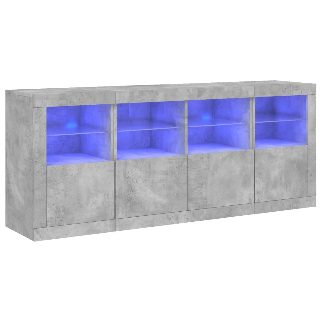Credenza | Madia | Buffet da pranzo | Armadio da pranzo con Luci LED Grigio Cemento 163x37x67 cm