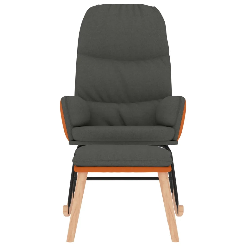 Poltrona a Dondolo con Poggiapiedi Grigio Scuro in Tessuto cod mxl 50169