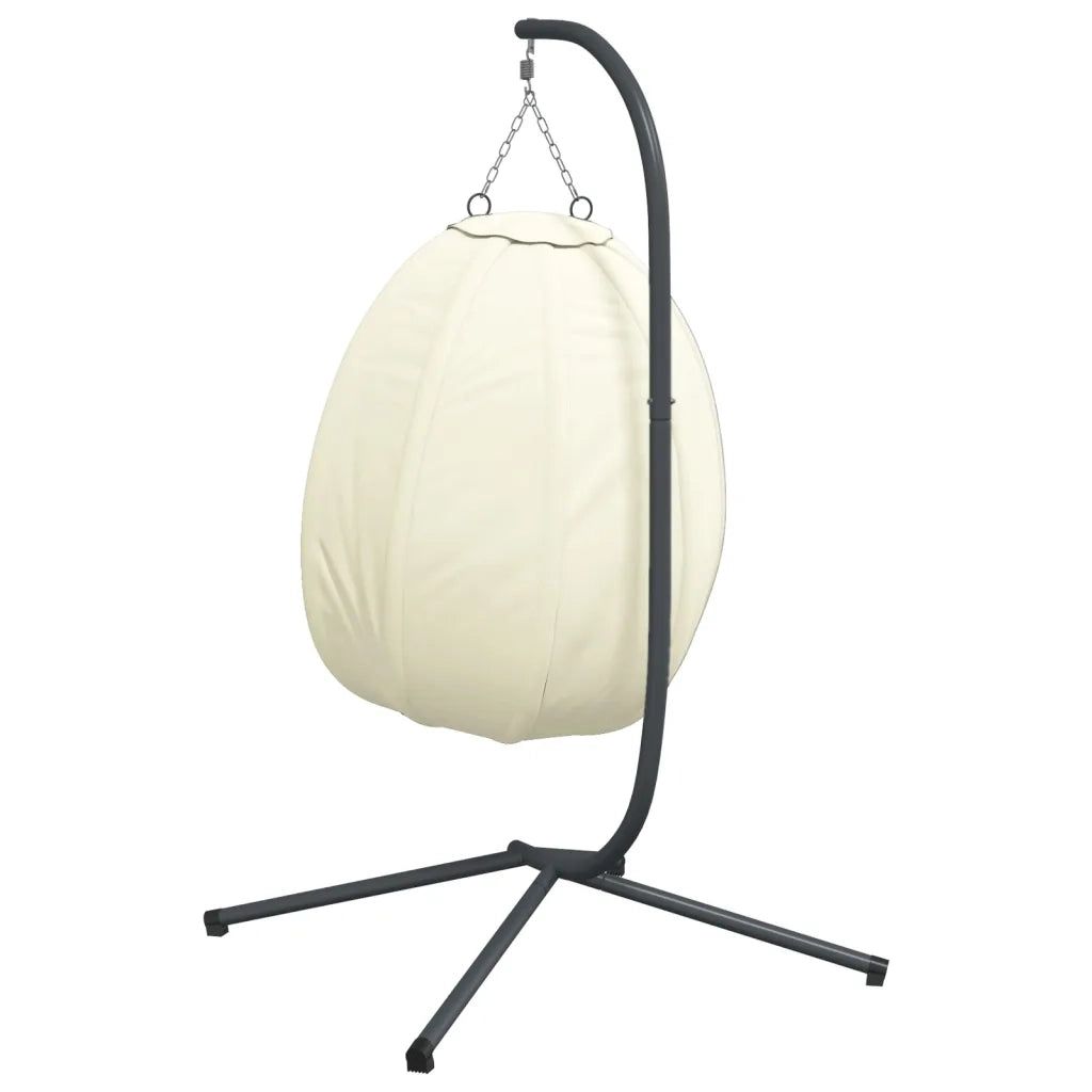 Sedia a Uovo Sospesa con Supporto Beige in Tessuto e Acciaio CFW4420604