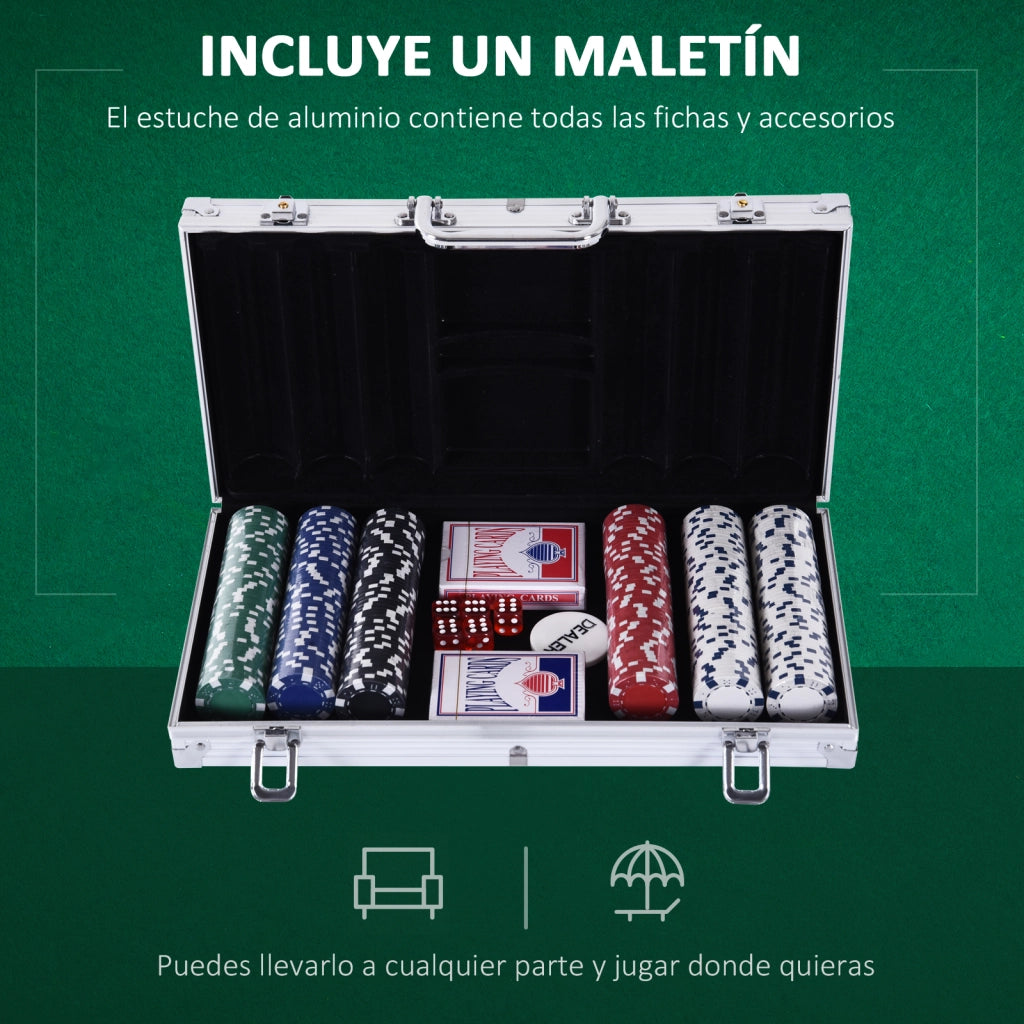 Set di Poker Professionale ¨C Zephmum ¨C Aluminio con 300 Fichas, 5 Dadi, 2 Barajas