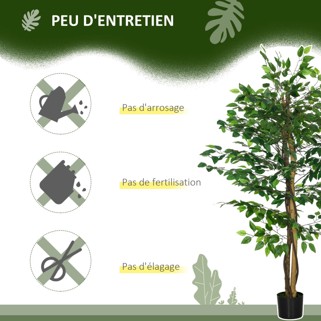Pianta Finta Ficus 150 cm con Vaso ¨C Zephmum ¨C Verde Realistico Tronco Liane