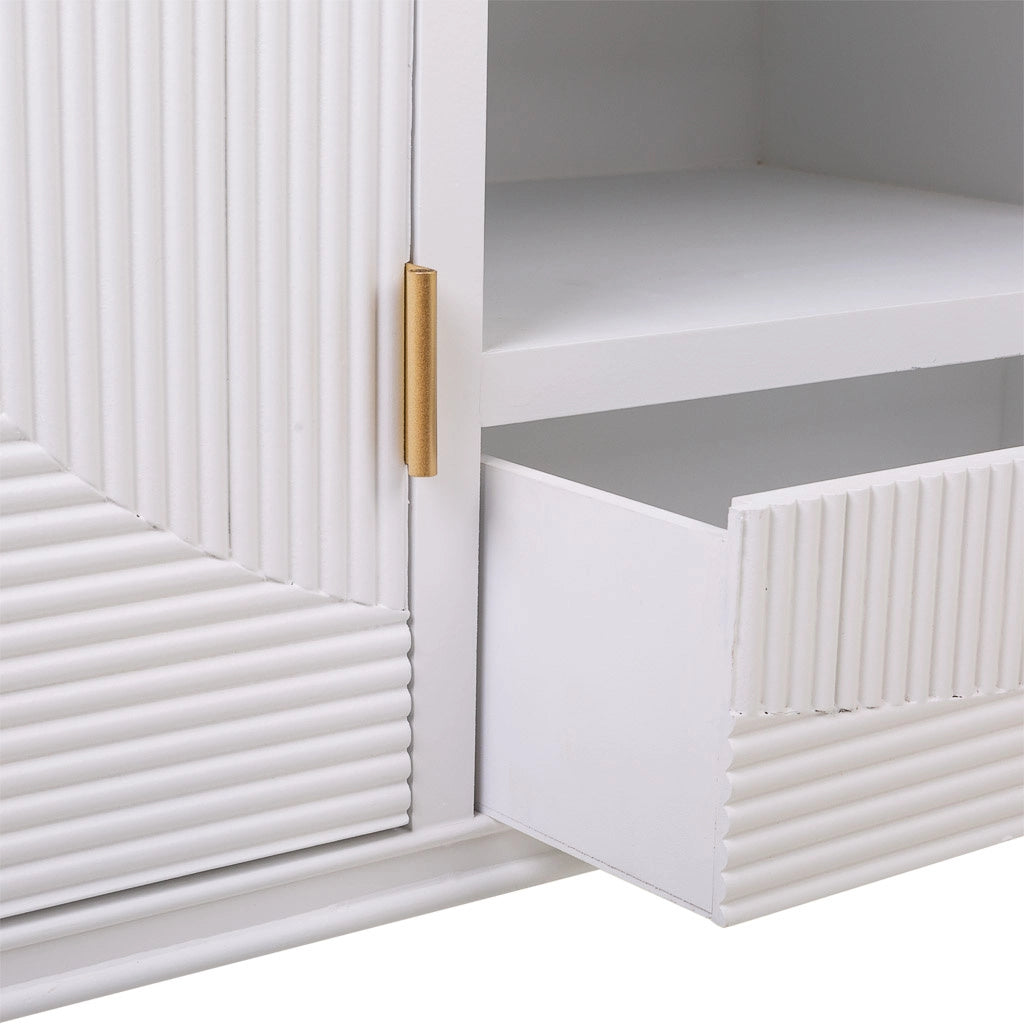 Mobile base in legno bianco 121x40,5x61,5h
