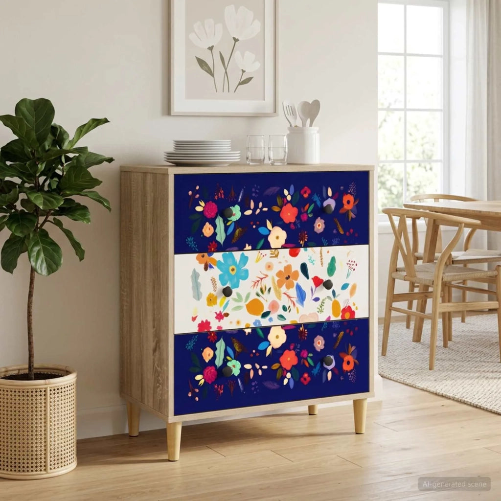 Cassettiera MAINZ Stampa floreale 66 x 36,5 x 75 cm Sonoma 8007364