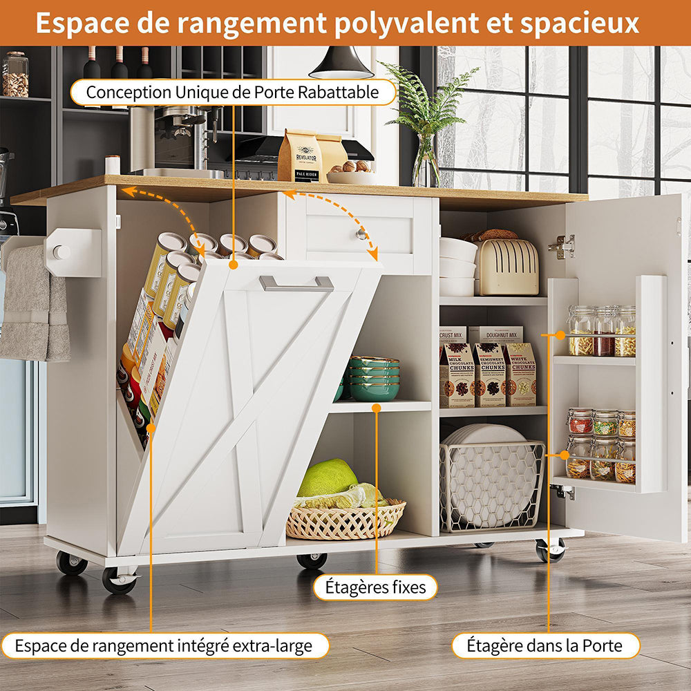 Isola cucina con pattumiera - Xylo - bianco spazio snack estendibile