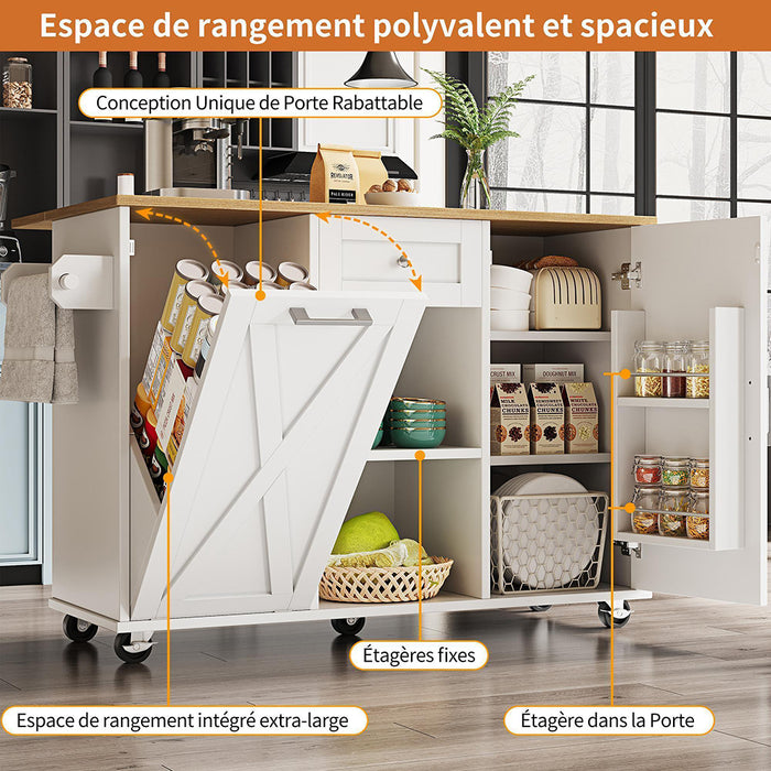 Isola cucina con pattumiera - Xylo - bianco spazio snack estendibile