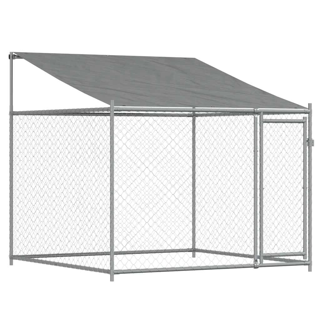 Gabbia per cani con tetto e porta 2 x 2 x 2 m acciaio zincato grigio 02_0041630