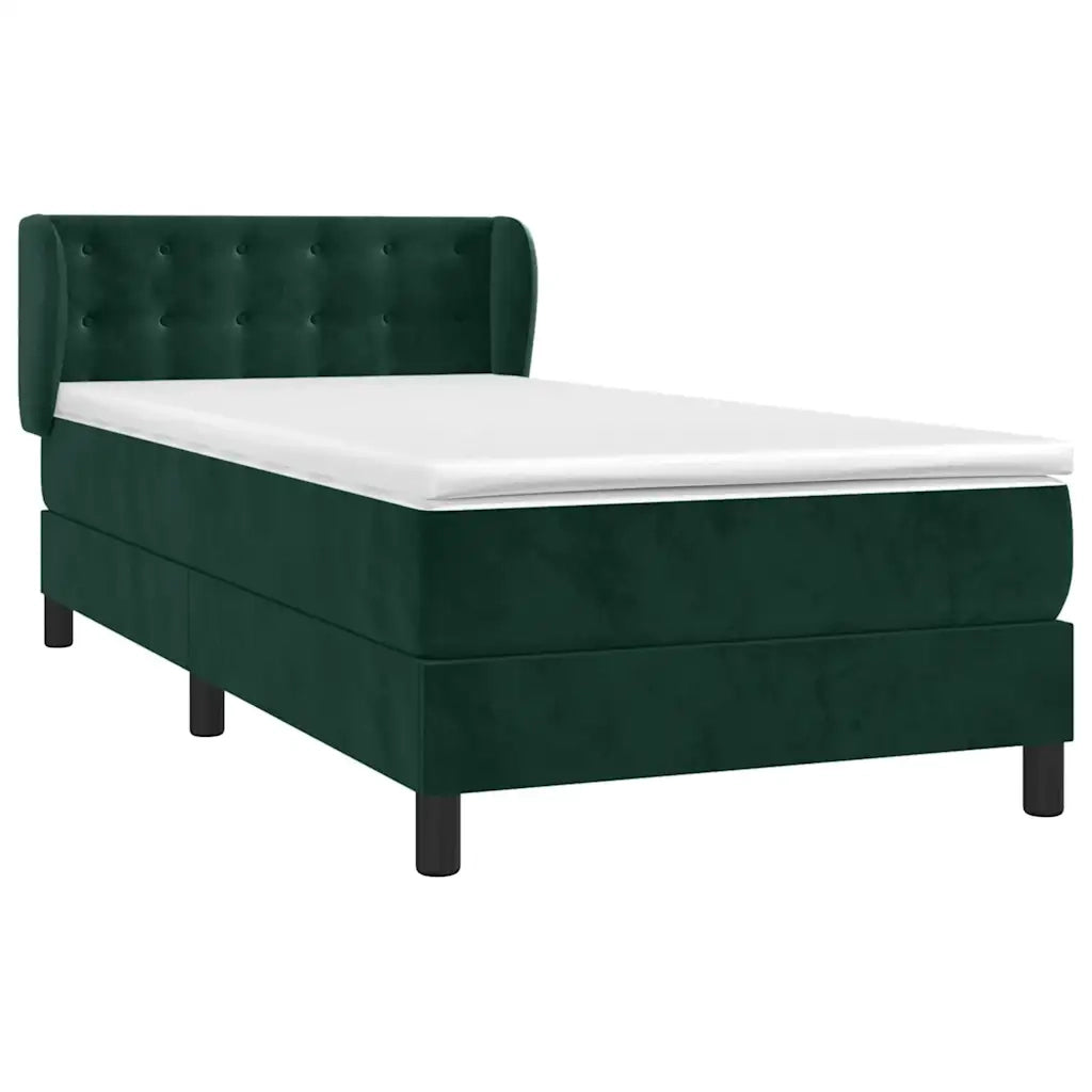 Giroletto a Molle con Materasso Verde Scuro 90x200 cm Velluto 3127712