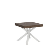 Tavolo allungabile 90x90/194 cm Clerko Noce gambe Bianche