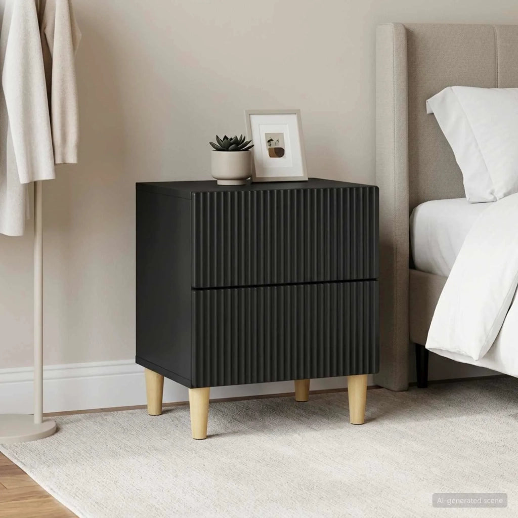 Armadio da Notte con cassetto 2 pcs Nero 43 x 34,5 x 48 cm 894528