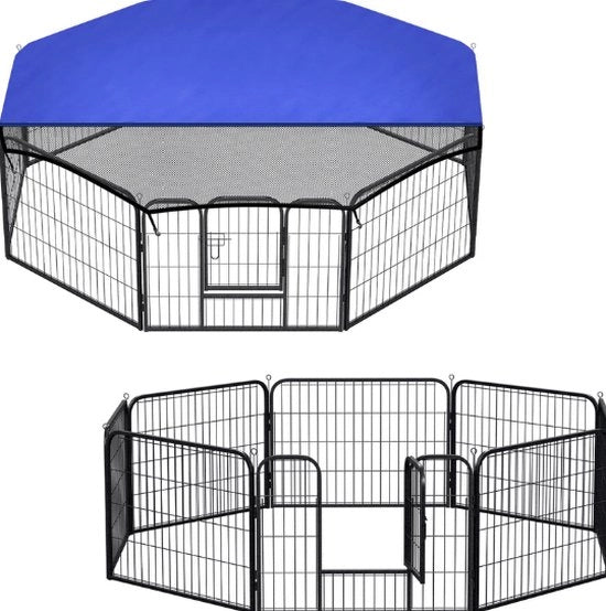 Recinzione per cani con tetto, recinzione per cani, recinzione per giochi, recinzione per cani da assemblare.