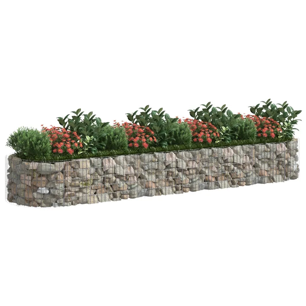 Gabbione con Fioriere | Cassetta per fiori | Letto Rialzato in Ferro Zincato 400x100x50 cm