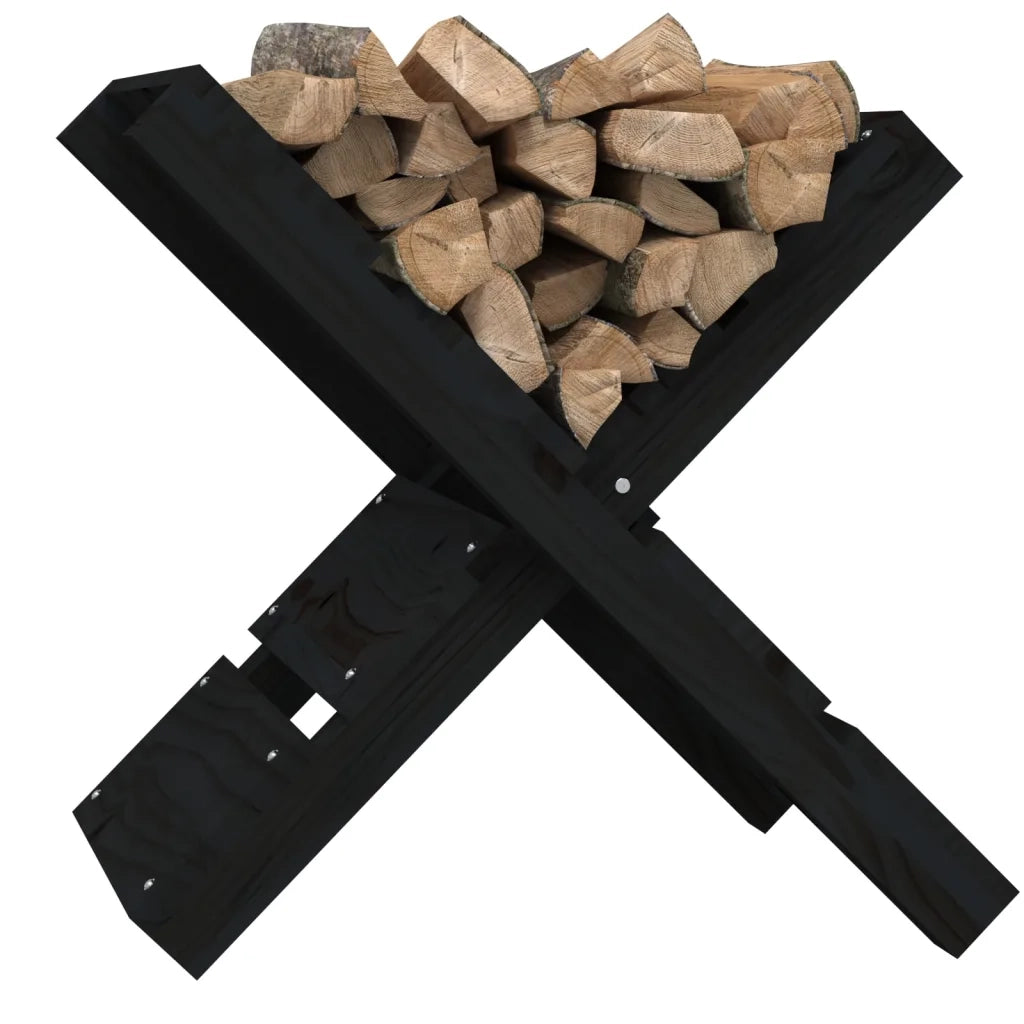 Portaceppi Nero 47x39,5x48 cm in Legno Massello di Pino 822451