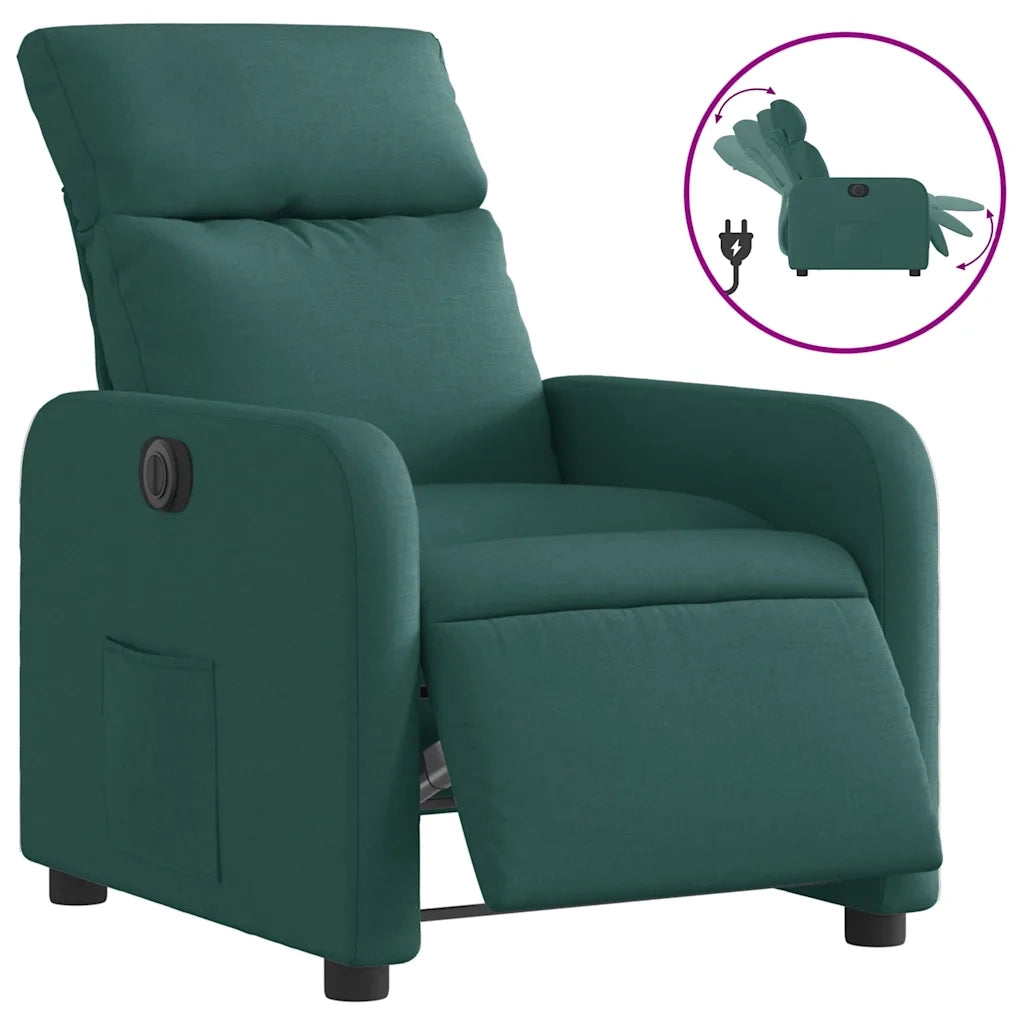 Poltrona Elettrica Reclinabile Verde Scuro in Tessuto 3206687