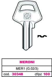 Silca CHIAVE OTTONE MER1 (G.VAC 3) MERONI 100.00 pz