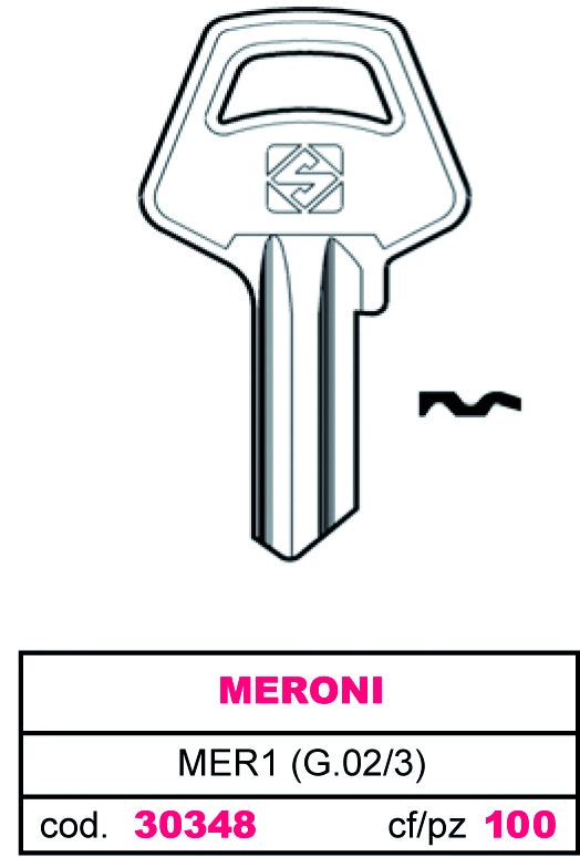 Silca CHIAVE OTTONE MER1 (G.VAC 3) MERONI 100.00 pz