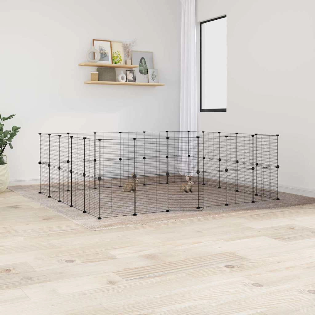 Gabbia per animali domestici con 44 pannelli e porta 35 x 35 cm nera 02_0041584