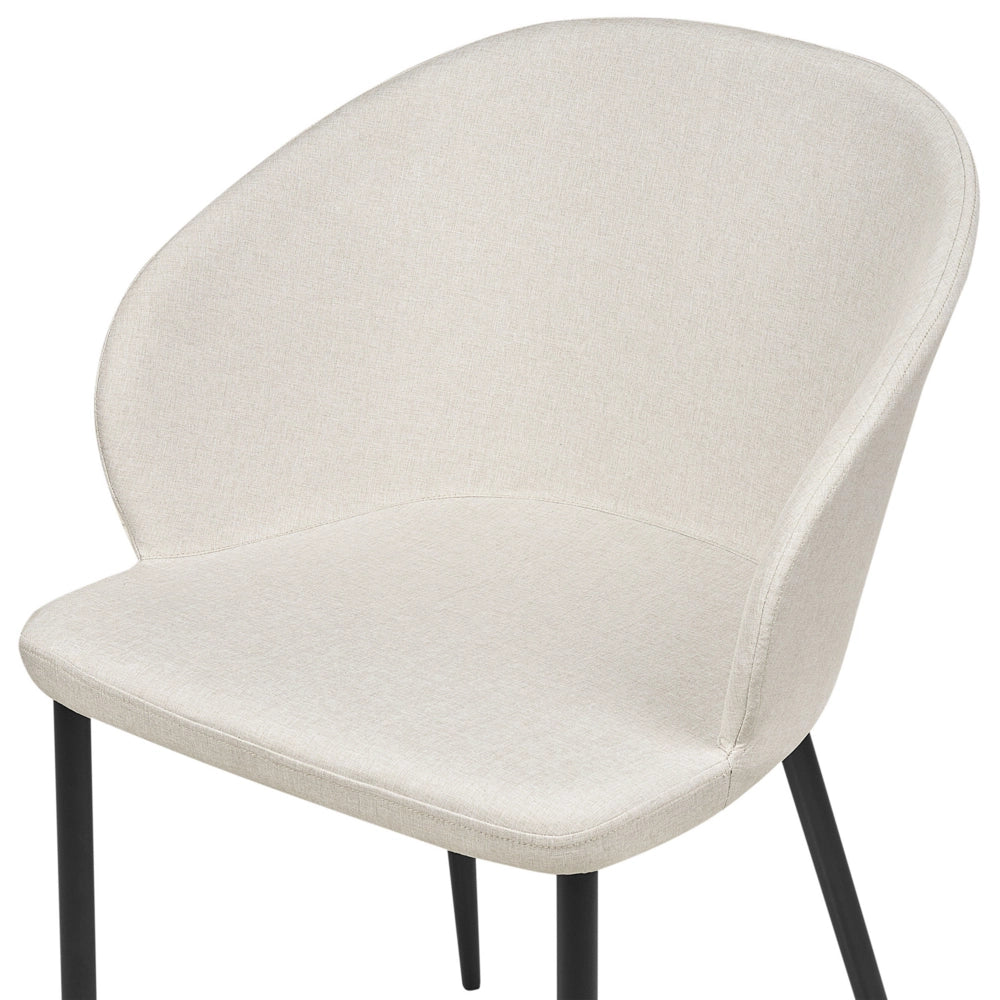 Set di 2 sedie da pranzo in tessuto beige chiaro imbottito con gambe nere Stile retrò Mobili per il soggiorno