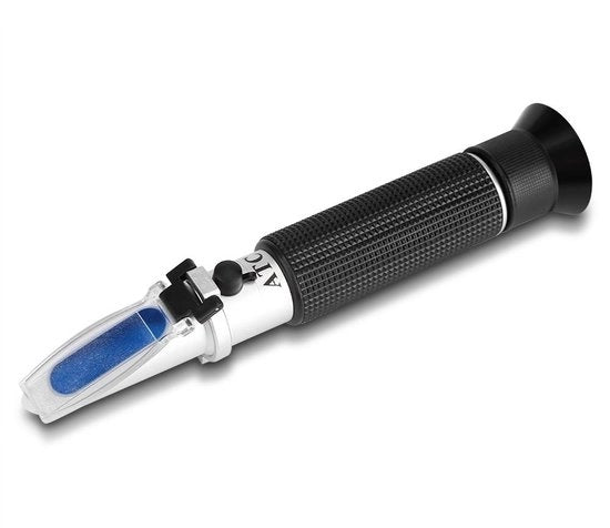 Alcolimetri Portatile - Refratometro 0-80% - Alta Precisione ±1% - Compensazione di Temperatura Automatica - Incluso Pipetta/Chiave a Lame - Scatola in Alluminio