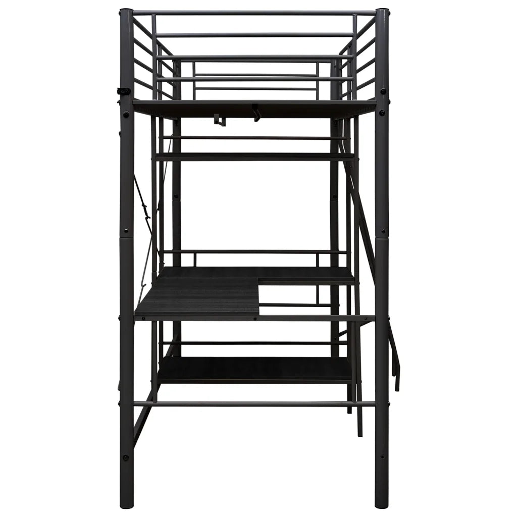 Letto a Castello con Tavolino Nero in Metallo 90x200 cm cod mxl 49155