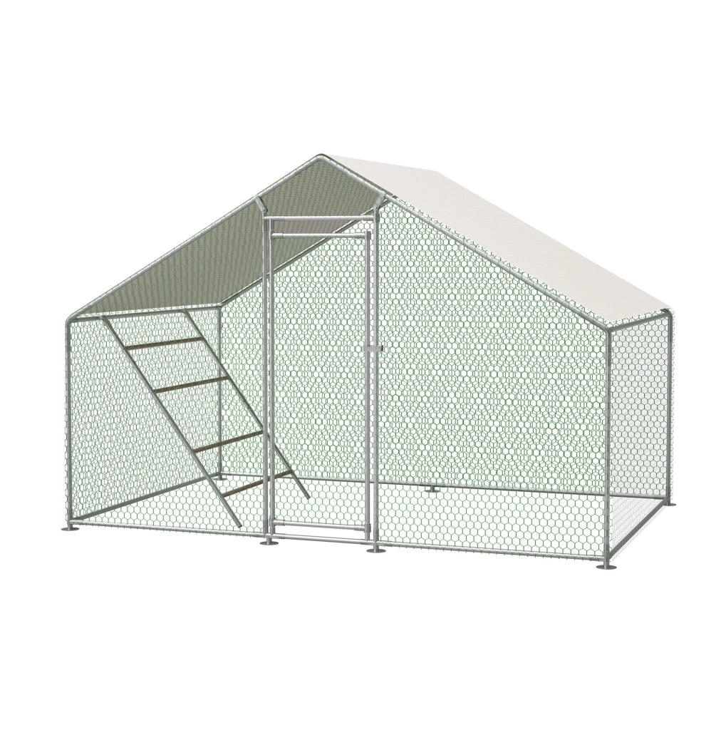 Pollaio 300x200x200 cm con copertura impermeabile UV; scala con posatoio e serratura di sicurezza in metallo