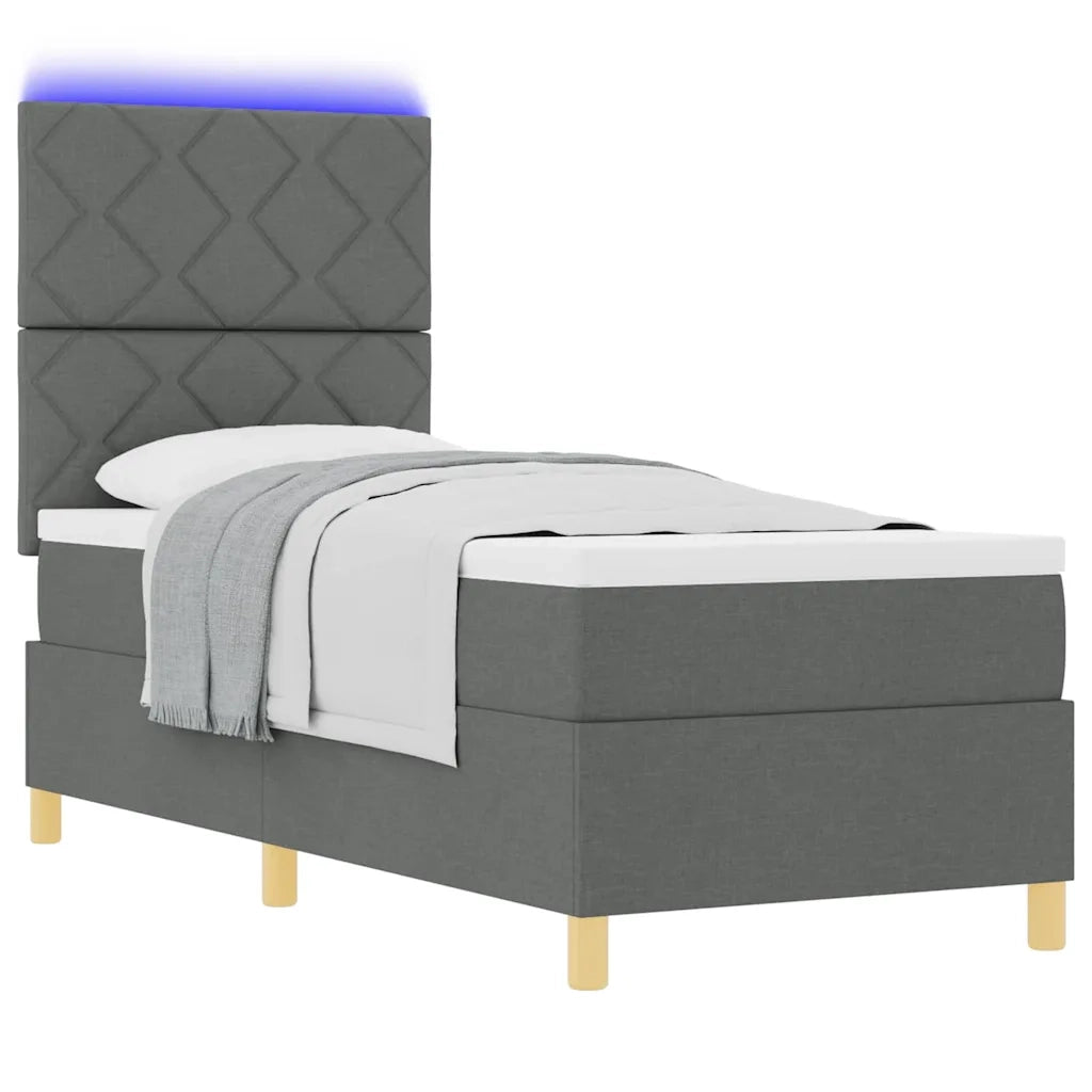 Letto a Sorgente LED Grigio scuro 80 x 200 cm Tessuto 3343132