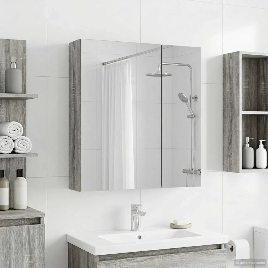 Mobiletto per specchio da bagno Grigio Sonoma 60 x 14,5 x 70 cm 889060