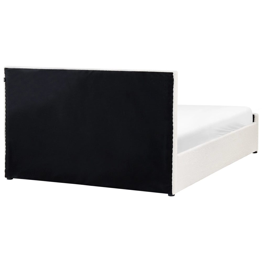 Letto matrimoniale Trapuntato Velluto Beige Rete a Doghe 160 x 200 cm con contenitore con base a doghe