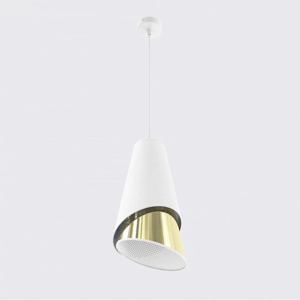 Lampada a sospensione MODA bianca con interno oro