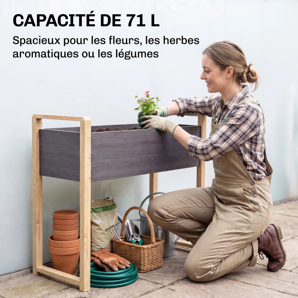 Letto da Giardino Rialzato con Telaio ¨C zephmum ¨C Grigio 98x37x90 cm