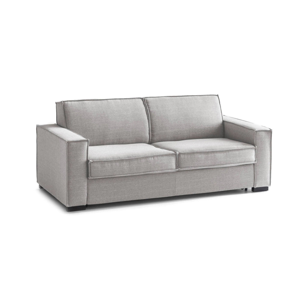 Divano Letto Alk, Divano a 2 posti, Made in Italy, SofÒ  Soggiorno con apertura girevole, in tessuto imbottito, con Braccioli slim, cm 160x95h90, Grigio