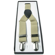 Trade Shop - Bretelle Beige Uomo Donna Con Clip Unisex Elasticizzate Regolabili Braces -