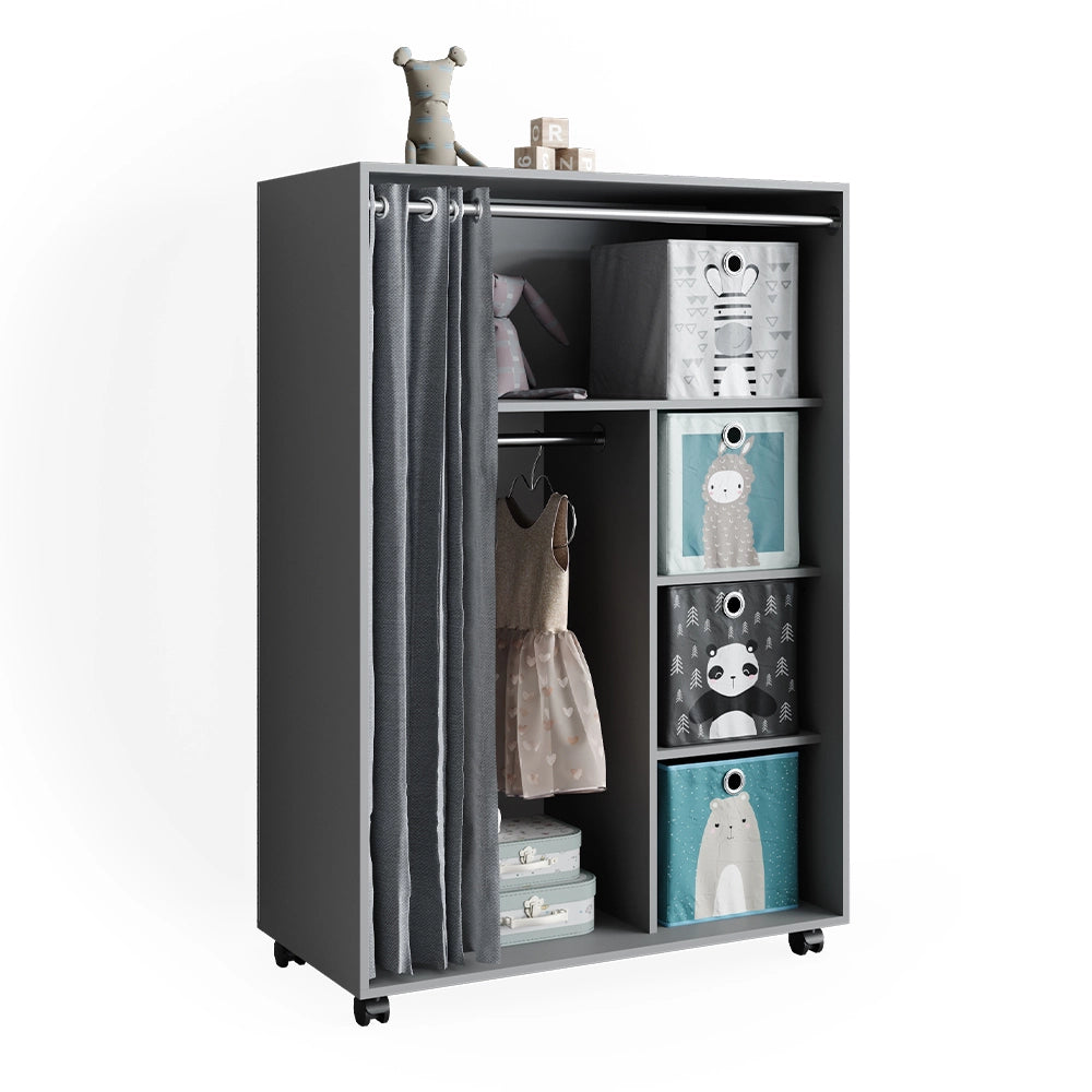 Vicco Armadio multifunzione Grigio 100 x 146.6 cm con box pieghevole