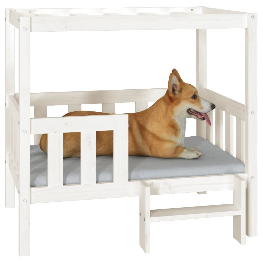 Cuccia per Cani Bianco 95,5x73,5x90cm in Legno Massello di Pino 822383