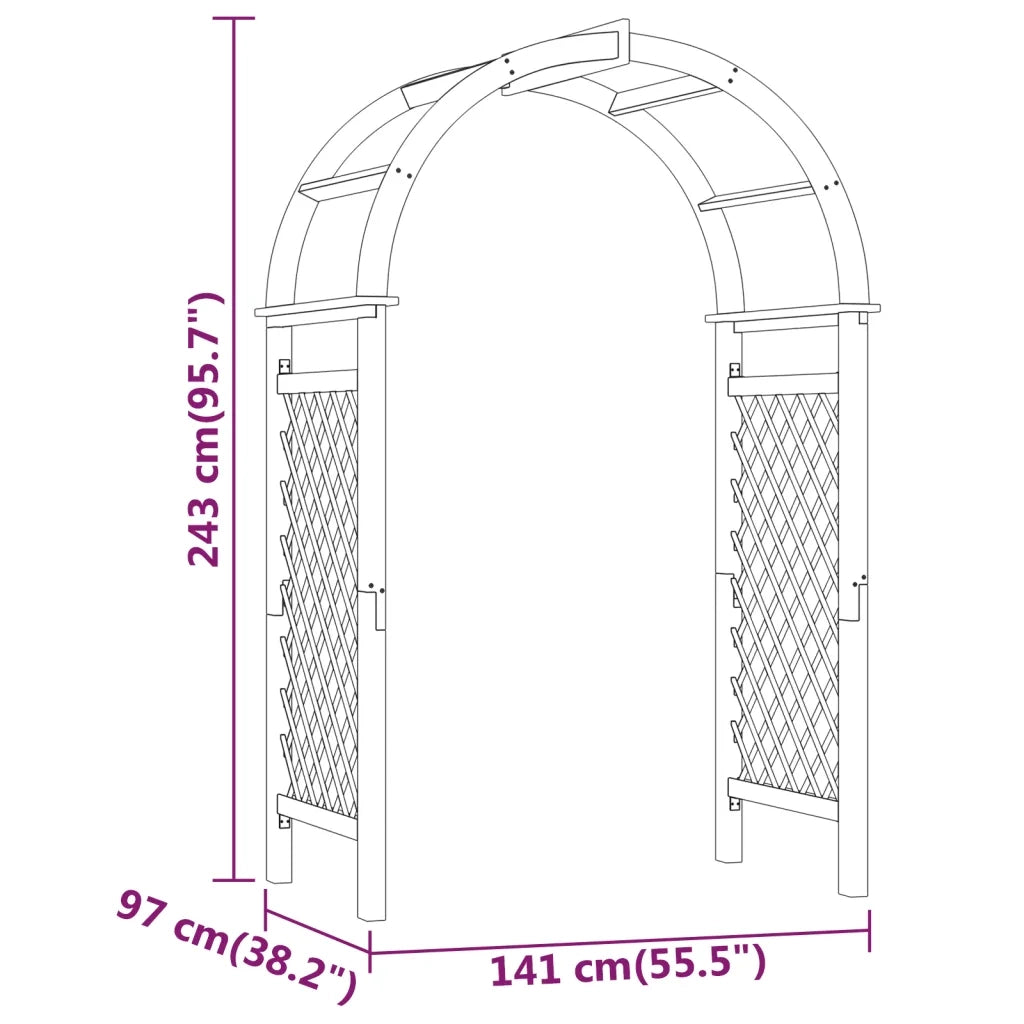 Arco con Traliccio 141x97x243 cm in Legno di Pino Impregnato cod mxl 69034