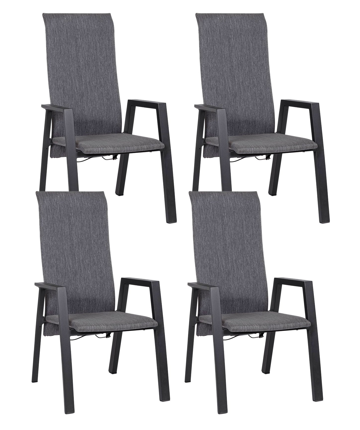 Set 4 Sedie con Braccioli da Giardino 59.5x72x111 cm in Alluminio Ethan Antracite