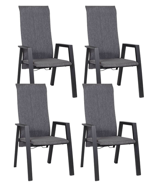 Set 4 Sedie con Braccioli da Giardino 59.5x72x111 cm in Alluminio Ethan Antracite