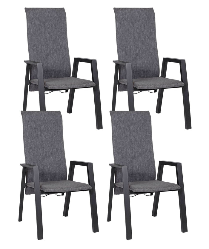 Set 4 Sedie con Braccioli da Giardino 59.5x72x111 cm in Alluminio Ethan Antracite
