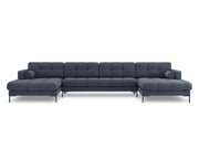 Cosmopolitan Design - Divano panoramico "Bali" 7 posti in tessuto strutturato blu scuro 