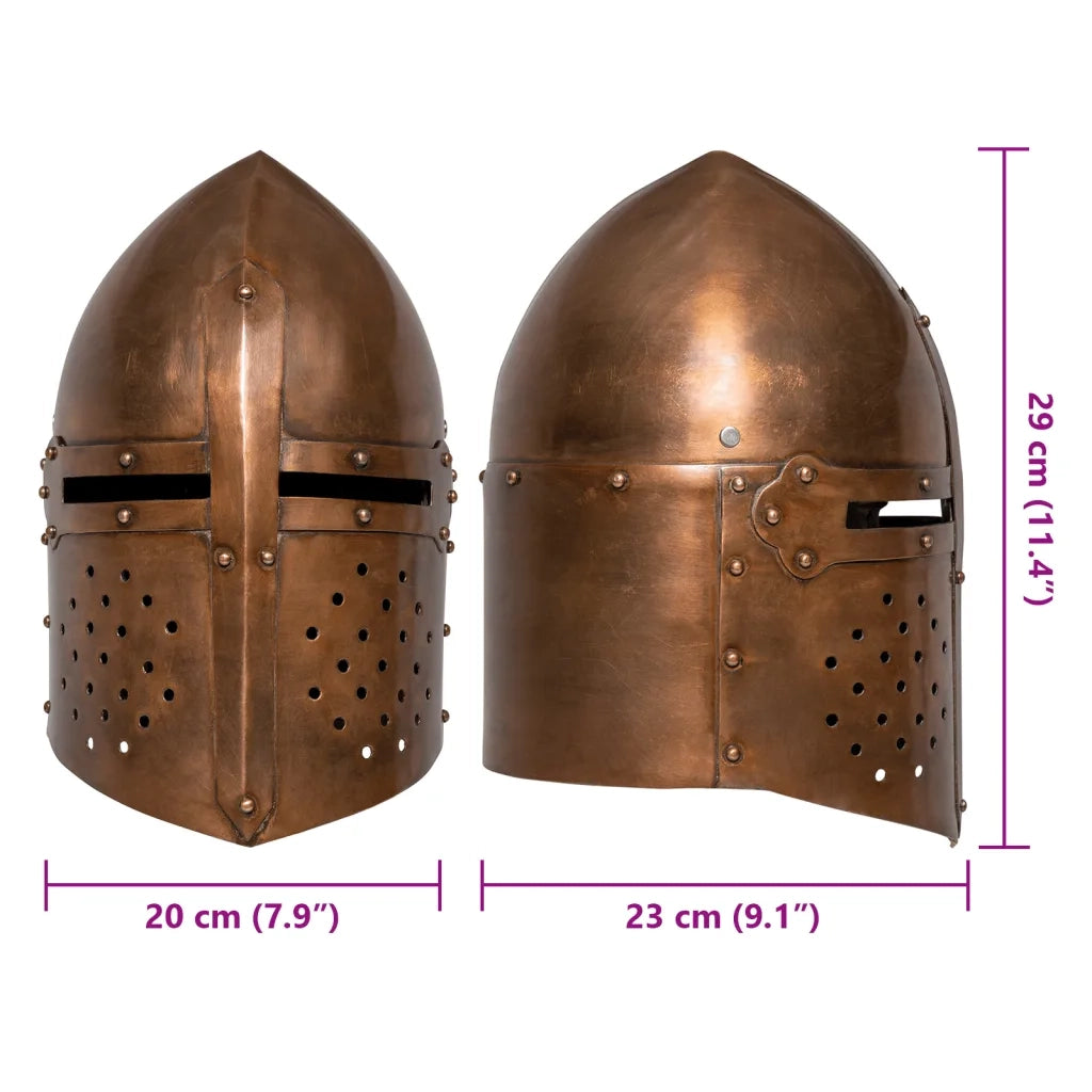 Elmo da Cavaliere Medievale Antico Replica LARP Rame in Acciaio CFW4268513