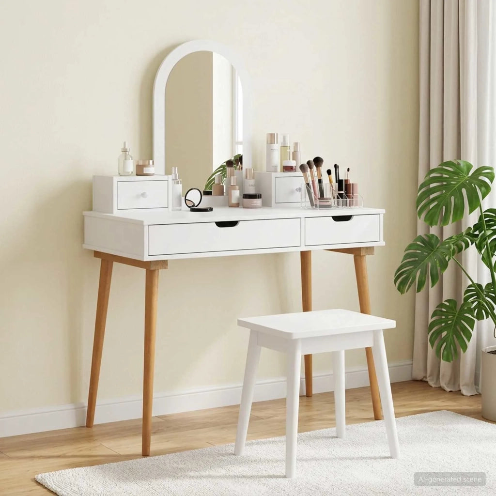 Set Tavolo da Trucco FAUSKE 4 pcs Bianco 100 x 50 x 143 cm 3438582