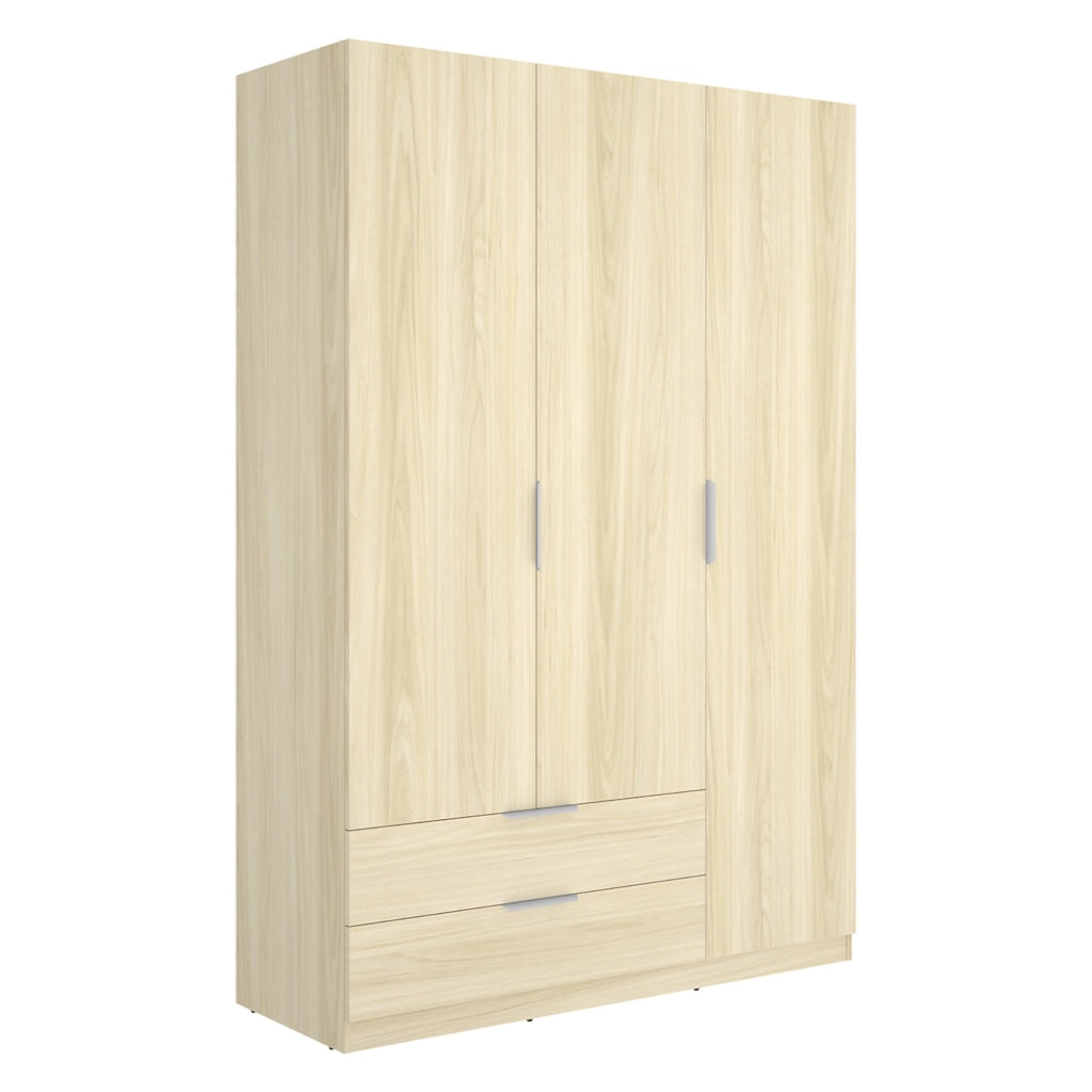 Armadio Camera da Letto Mayos, Guardaroba 3 Ante Appendiabiti, 51x137 cm Marrone Rovere