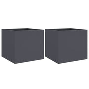 2 pz Fioriere | Cassetta per fiori | Vaso Antracite 32x30x29 cm in Acciaio