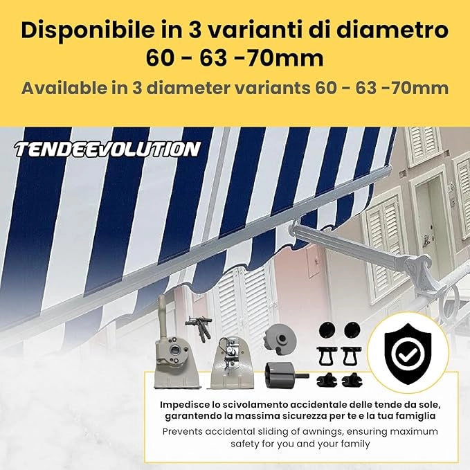 Kit Accessori Tenda da Sole a Caduta | Grigio | Per Tubo Ø70 | Completo & Versatile