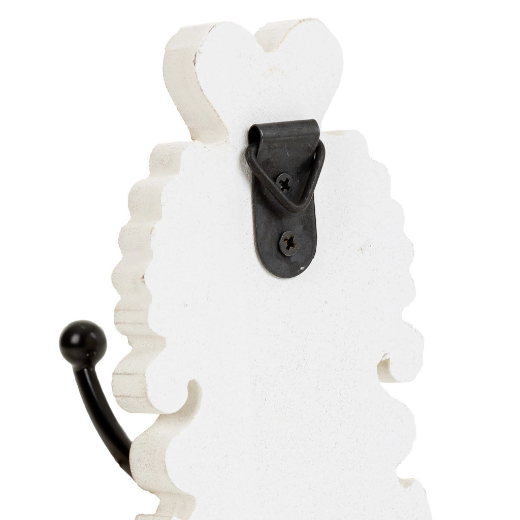 Appendiabiti da parete in legno bianco intagliato 11,5x8,5x20,5h