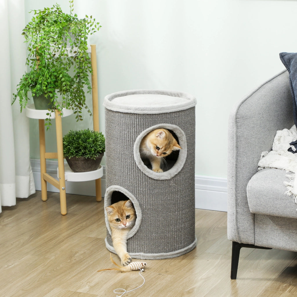 Tana per Gatti a Due Livelli ¨C Zephmum ¨C Grigio Chiaro 60x35 cm