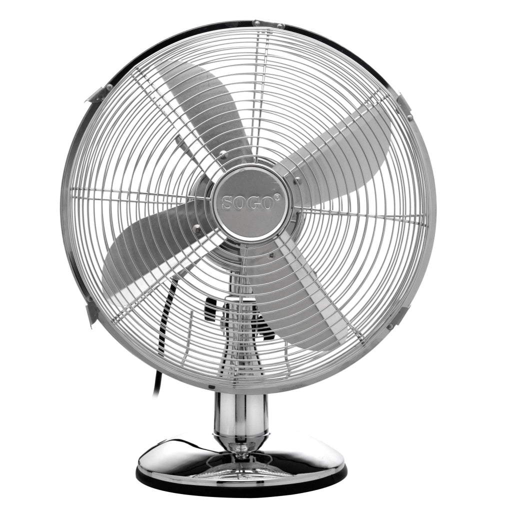 Ventilatore da tavolo metallo 30cm, 3 velocità con oscillazione, motore silenzioso 35W casa ufficio - SOGO