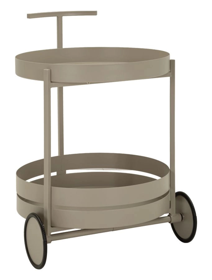 Carrello d'arredo Saturno Tortora - Design fluido, struttura in metallo, 40x49,5x61 cm - Arredamento Contemporaneo