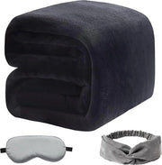 Piumone soffice caldo 230x270 cm microfibra poliestere plaid divano coperta morbida nero