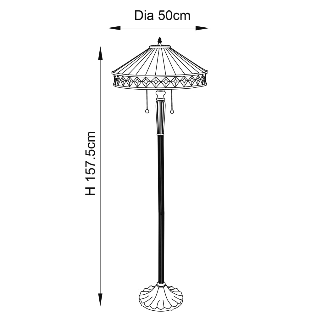 Lampada da terra Tiffany FARGO vetro 2xE27 tiranti
